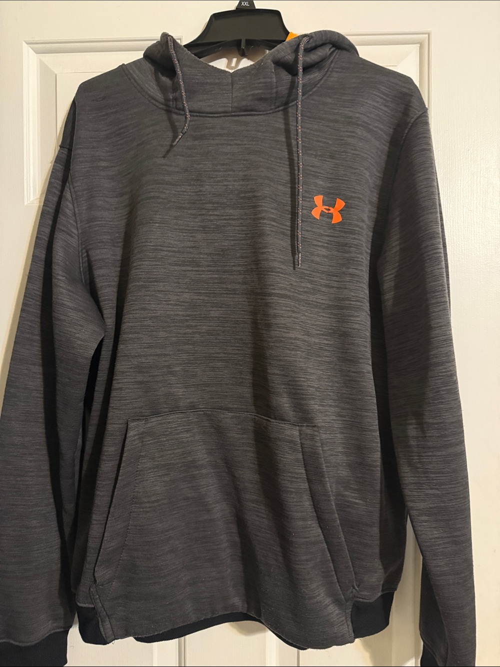 Under Armour Charcoal Gray Hoodie with Orange Logo Size XL